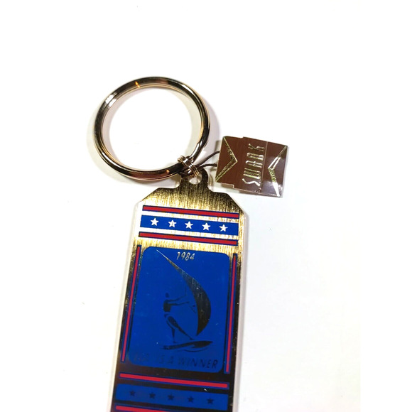 Swank Keychain Vintage 1984 L, A, Is A Winner Blue Gold Tone Wind Surfing - Picture 5 of 6